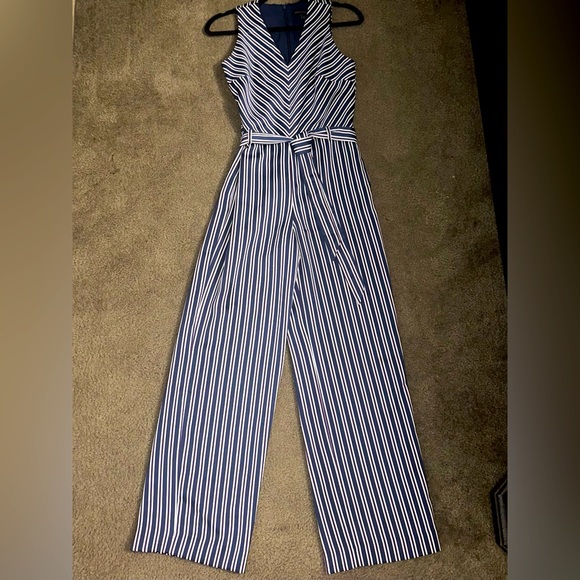 Banana Republic Pants - BANANA REPUBLIC - STRIPED V NECK SLEEVELESS JUMPSUIT